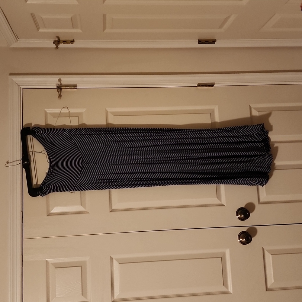 Maternity Maxi Skirt Navy Blue and White